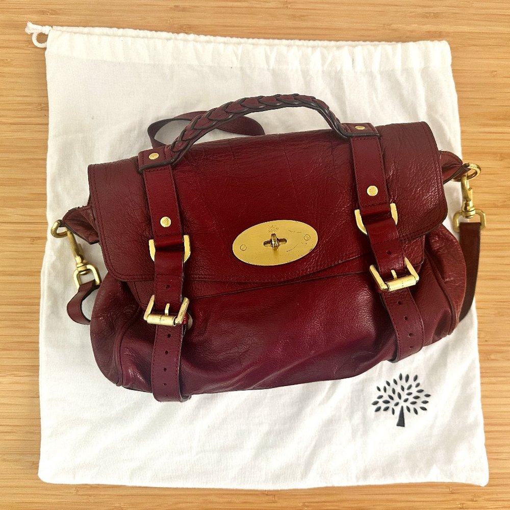 Mulberry Alexa Oxblood High-Shine Medium Satchel Crossbody Bag
